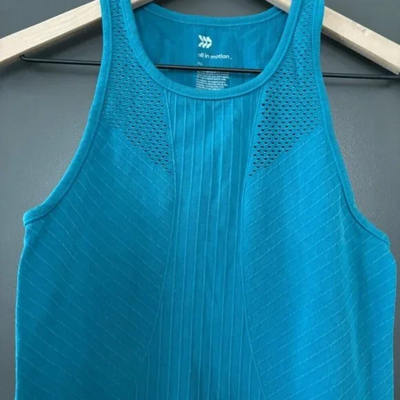 All in Motion Seamless Ribbed High Neck Laser Cut Active Workout Tank Top XS - Picture 3 of 6